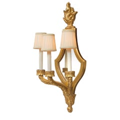 Pair of French 19th Century Louis XVI Style Giltwood Mirrored Sconces
