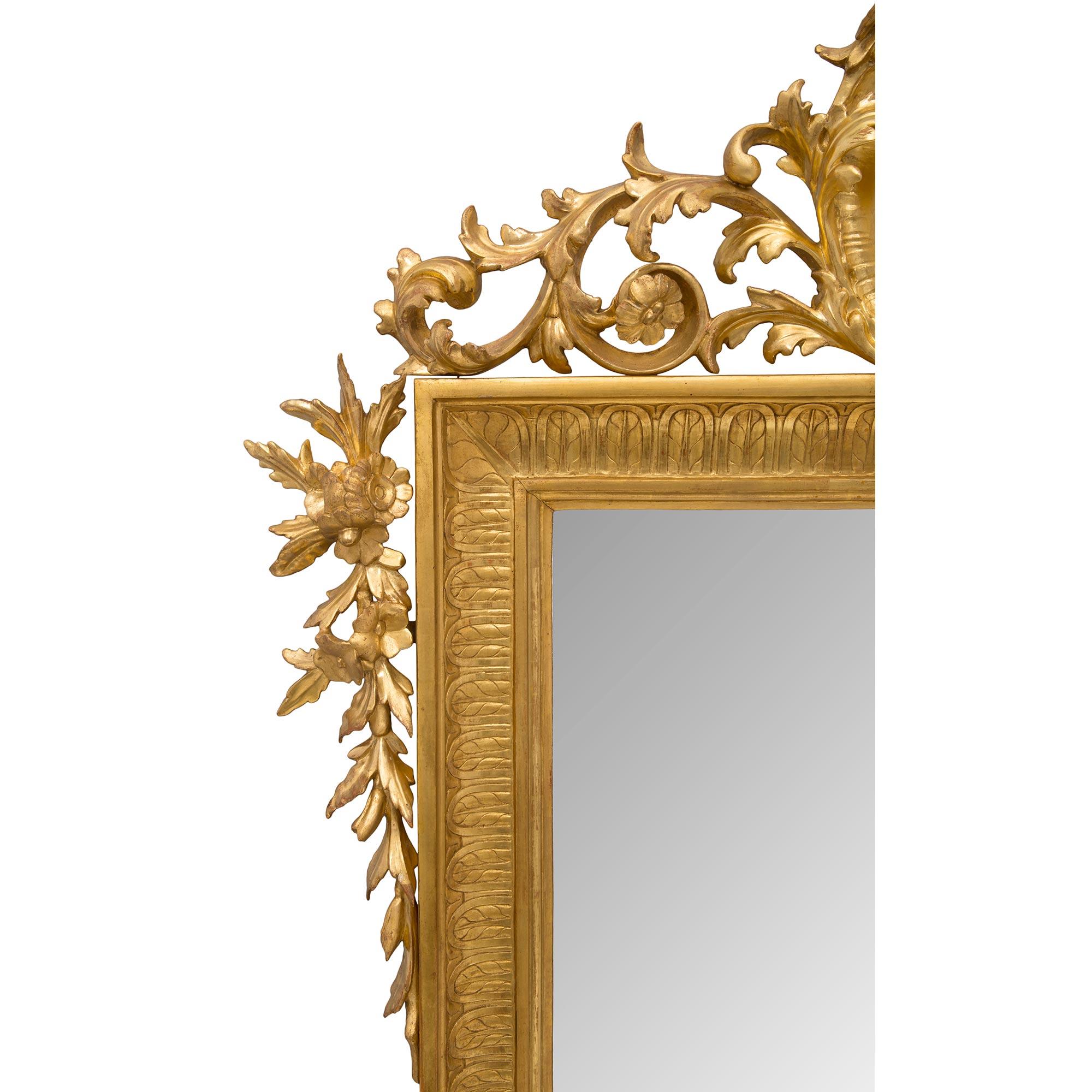 Pair of French 19th Century Louis XVI Style Giltwood Mirrors For Sale 1