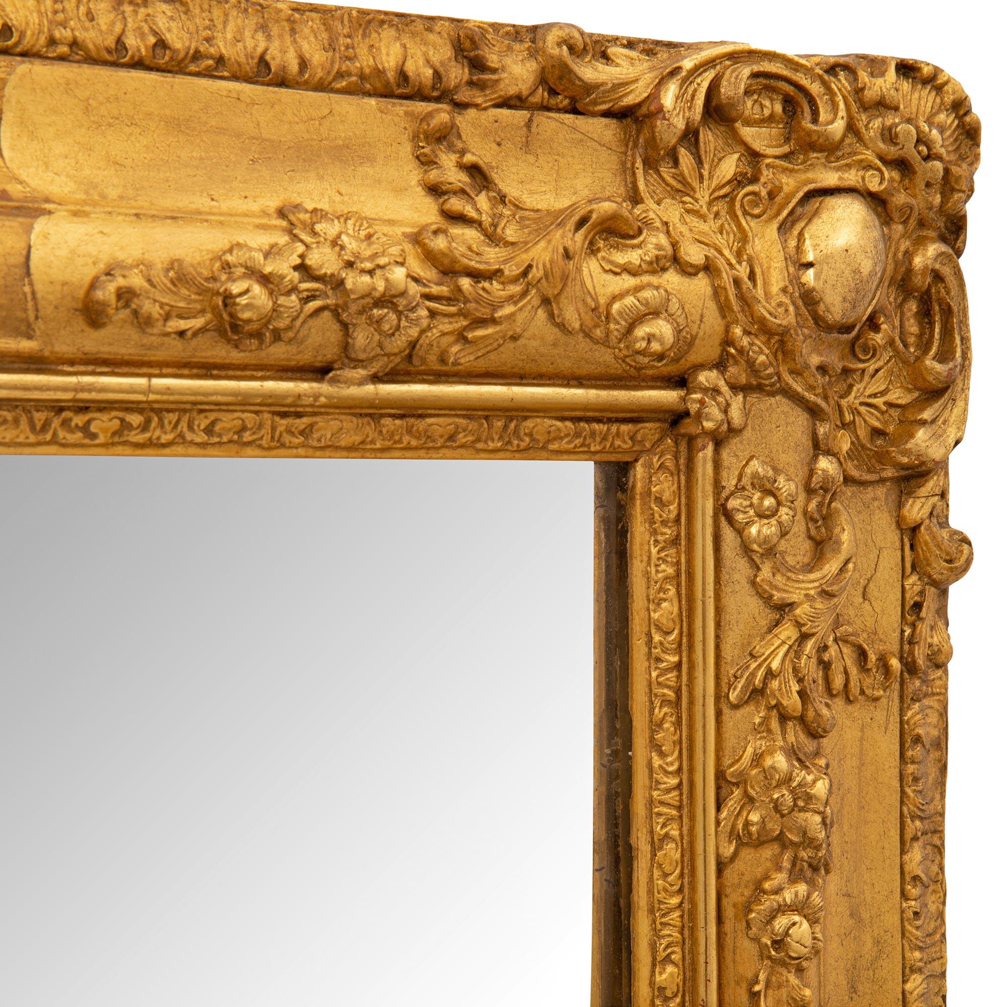 Pair of French 19th Century Louis XVI Style Giltwood Mirrors For Sale 2