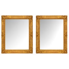 Pair of French 19th Century Louis XVI Style Giltwood Mirrors