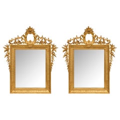 Pair of French 19th Century Louis XVI Style Giltwood Mirrors