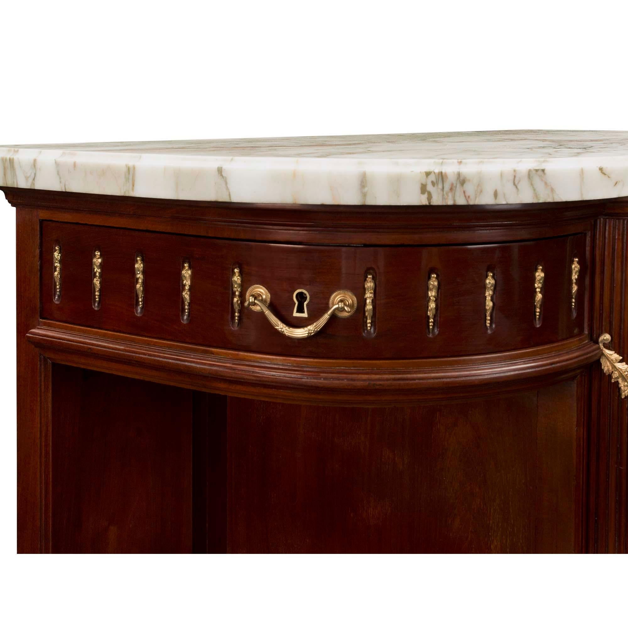Pair of French 19th Century Louis XVI Style Mahogany and Marble Buffets For Sale 4