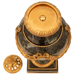 Pair of French 19th Century Louis XVI Style Marble and Ormolu Lidded Urns