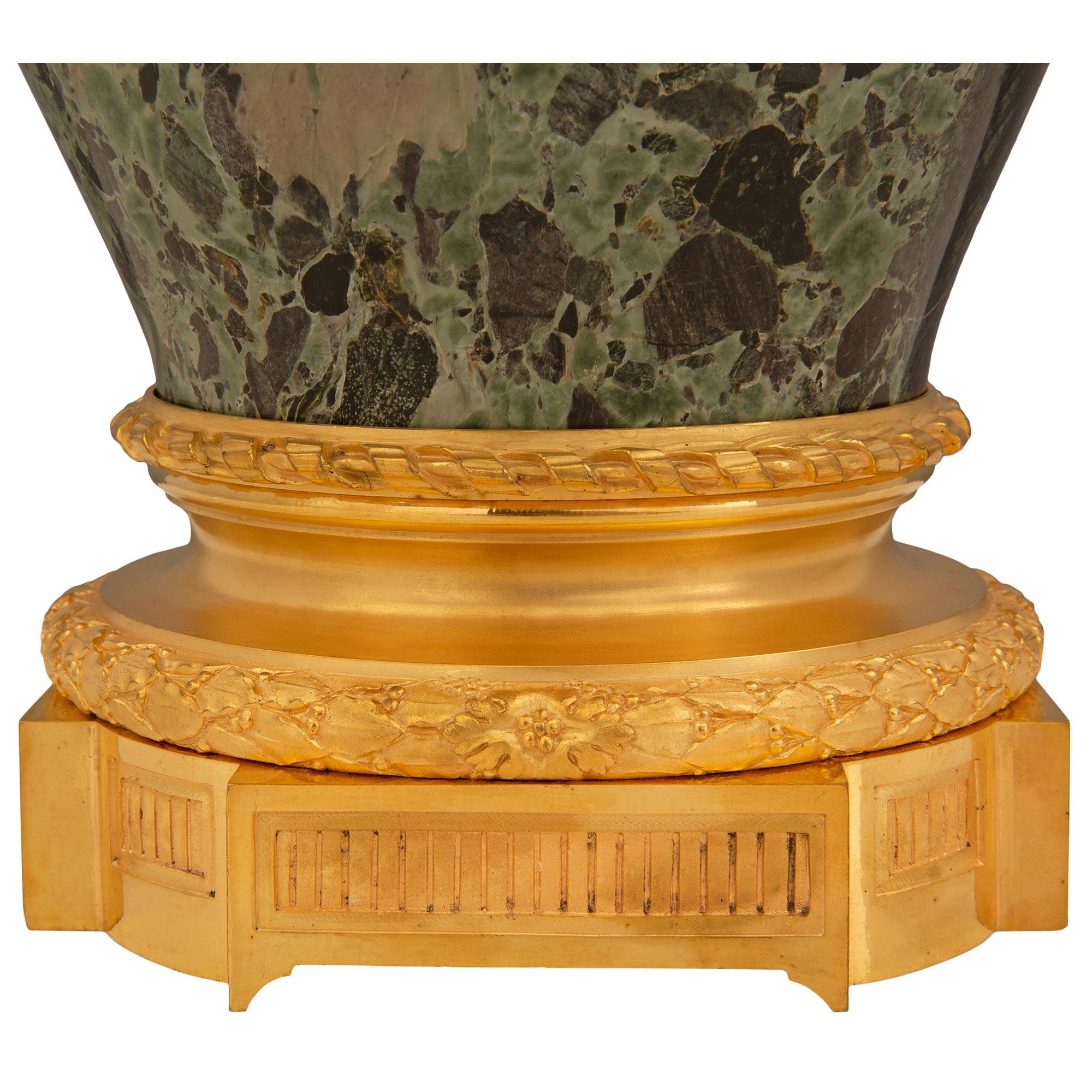 Pair of French 19th Century Louis XVI Style Marble and Ormolu Lidded Urns For Sale 4