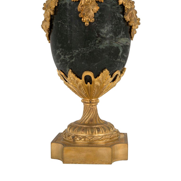 Pair of French 19th Century Louis XVI Style Marble and Ormolu Lidded Urns For Sale 5