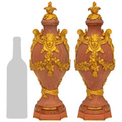 Pair of French 19th Century Louis XVI Style Marble and Ormolu Urns