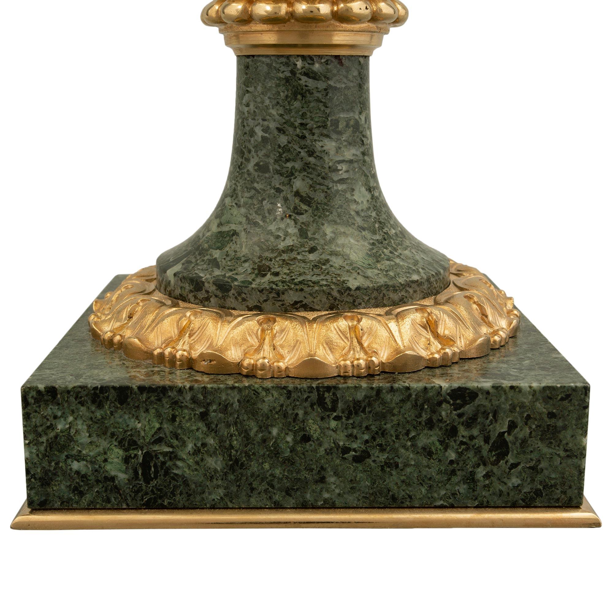 Pair of French 19th Century Louis XVI Style Marble and Ormolu Urns For Sale 5
