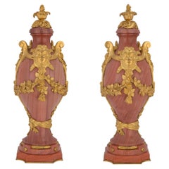 Pair of French 19th Century Louis XVI Style Marble and Ormolu Urns