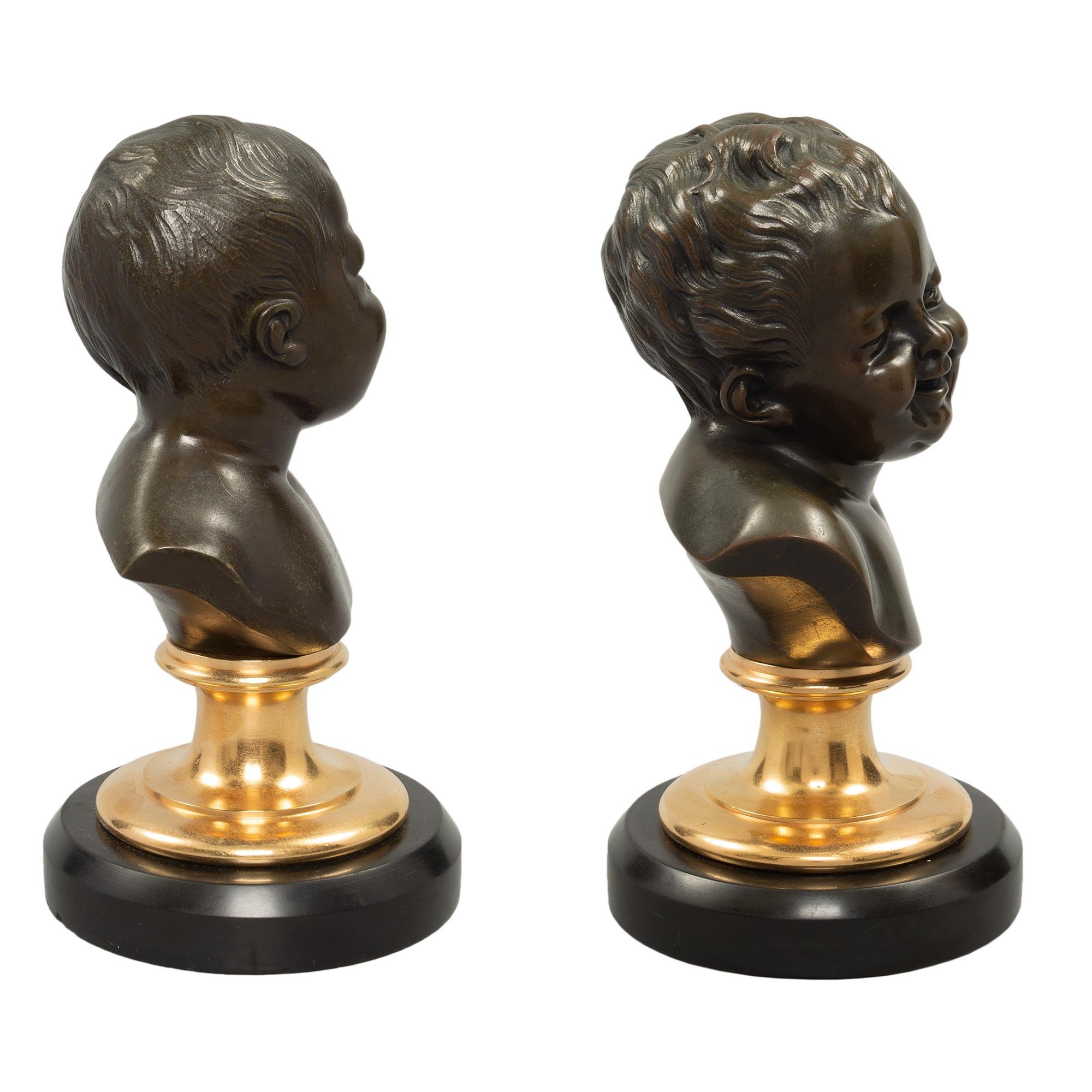 Pair of French 19th Century Louis XVI Style Marble, Ormolu and Bronze For Sale 1