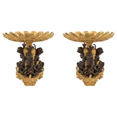 Pair of French 19th Century Louis XVI Style Ormolu and Bronze Centerpieces
