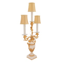 Coppia di lampade francesi del XIX secolo in stile Luigi XVI con ormeggio e marmo di Carrara