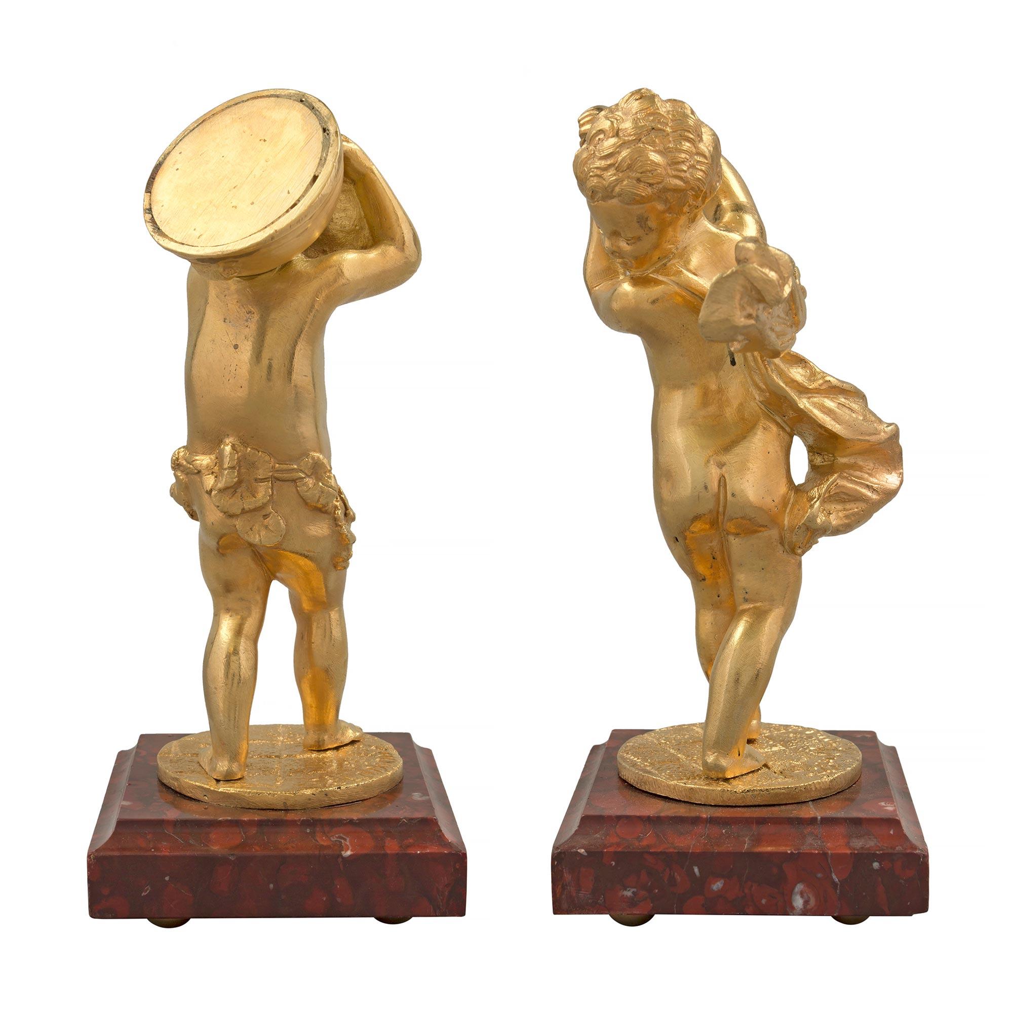 Pair of French 19th Century Louis XVI Style Ormolu Cherub Signed Statues In Good Condition For Sale In West Palm Beach, FL