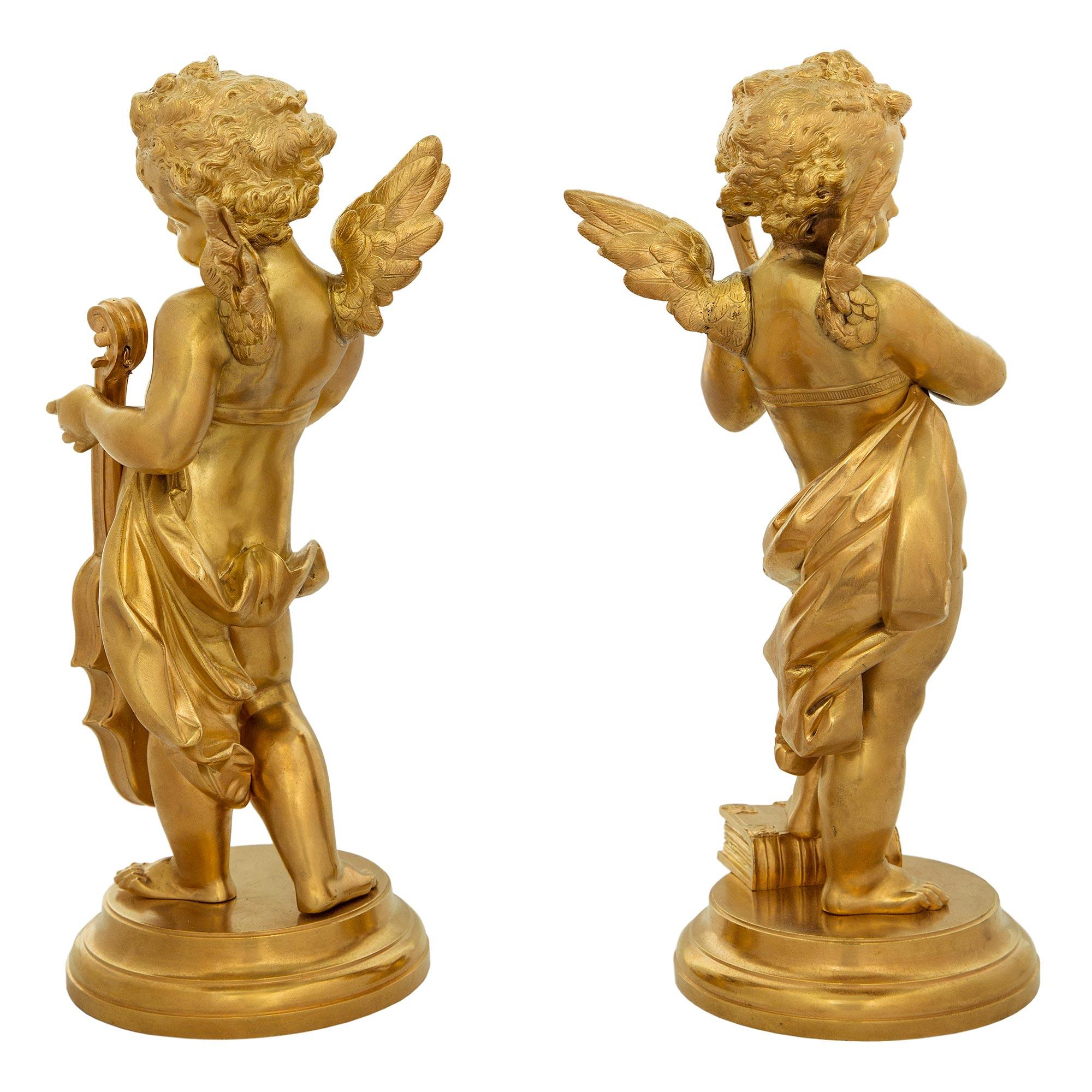 Pair of French 19th Century Louis XVI Style Ormolu Cherub Statues In Good Condition For Sale In West Palm Beach, FL