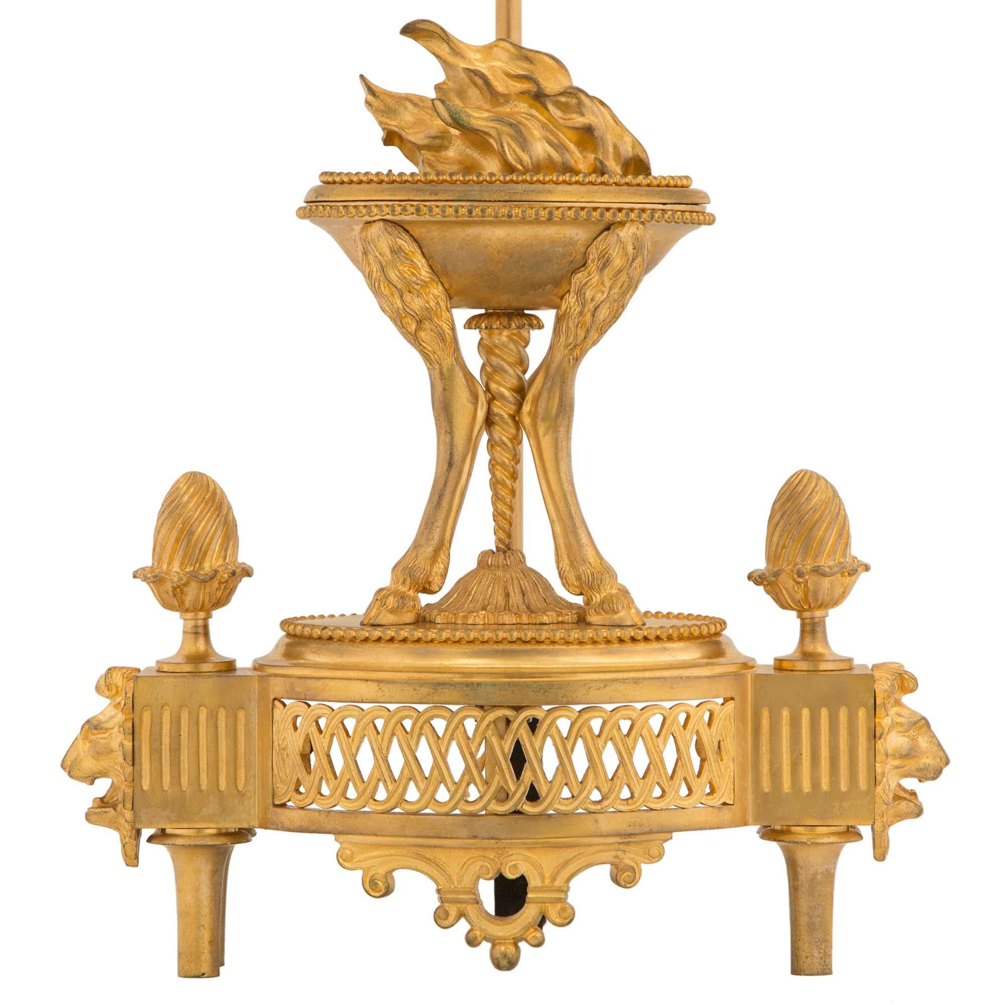 Pair of French 19th Century Louis XVI Style Ormolu Lamps 1