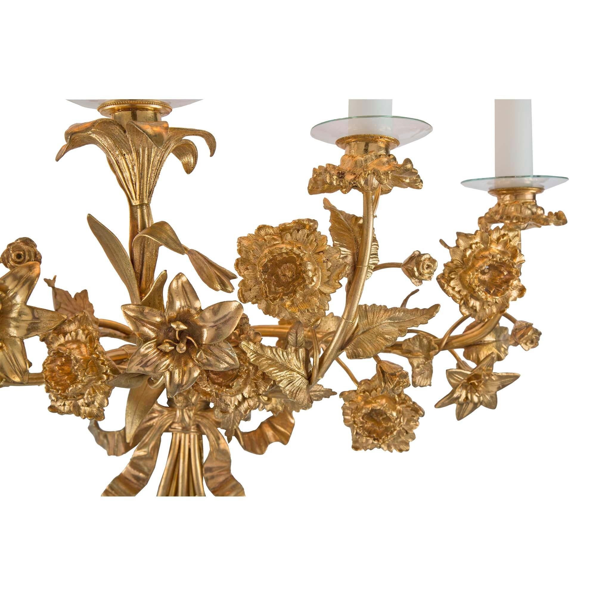Pair of French 19th Century Louis XVI Style Ormolu Sconces For Sale 3