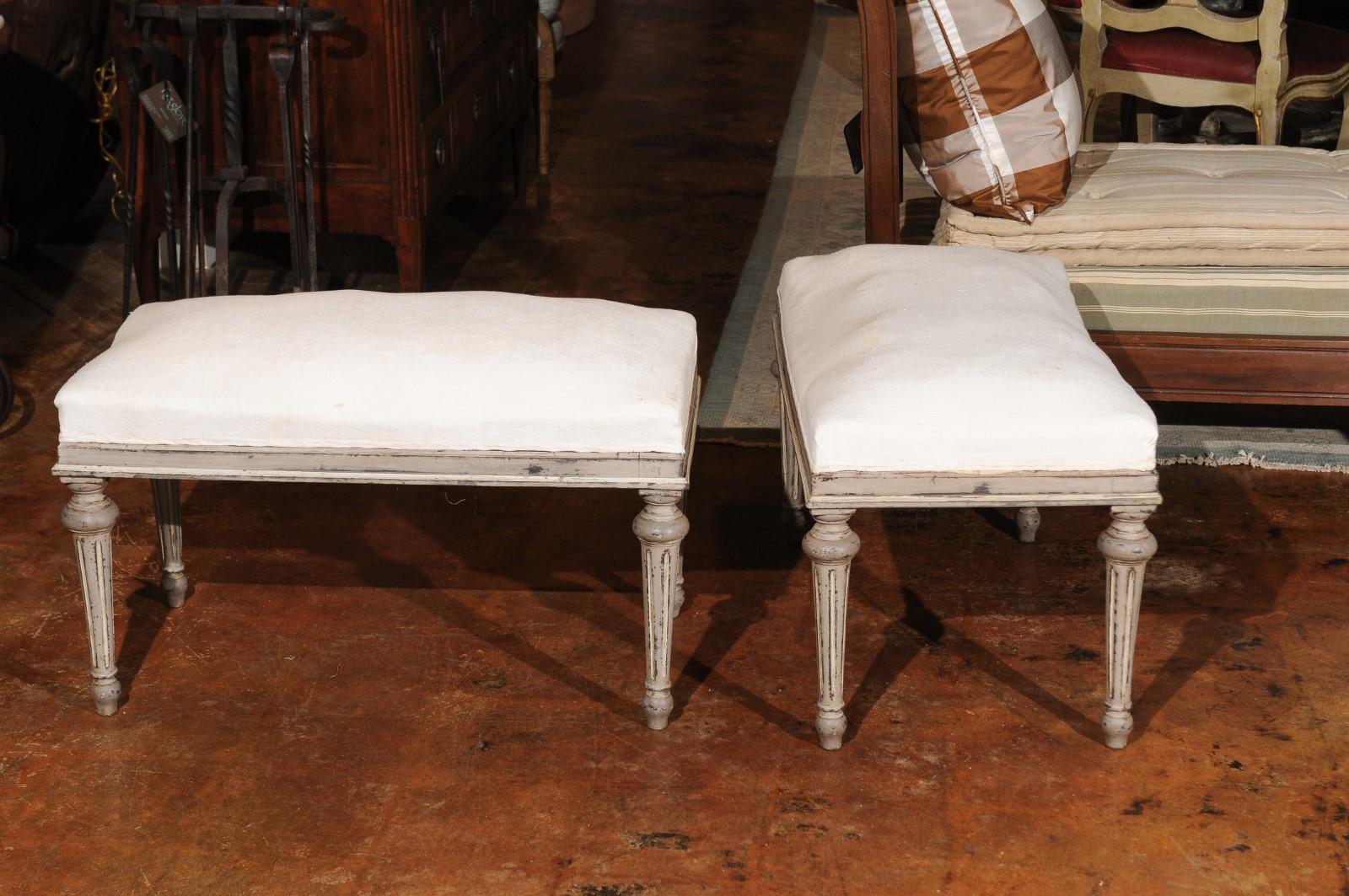 French 19th Century Louis XVI Style Painted Benche with Fluted Legs 7