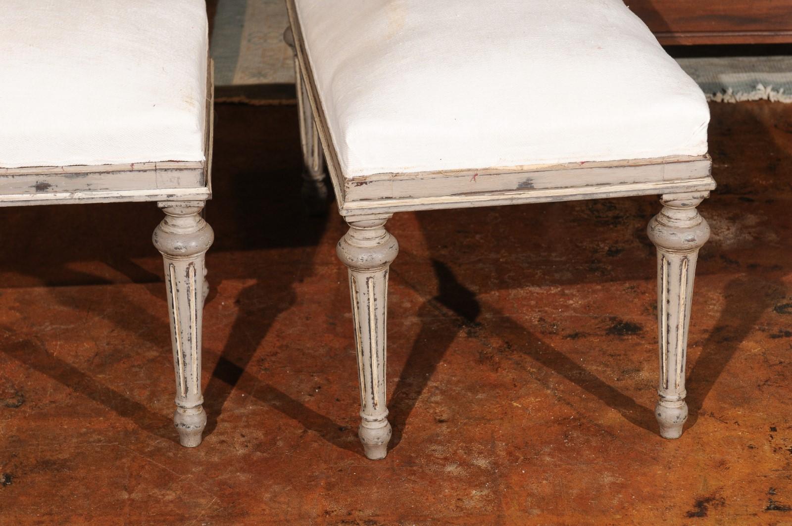  French 19th Century Louis XVI Style Painted Benche with Fluted Legs 8