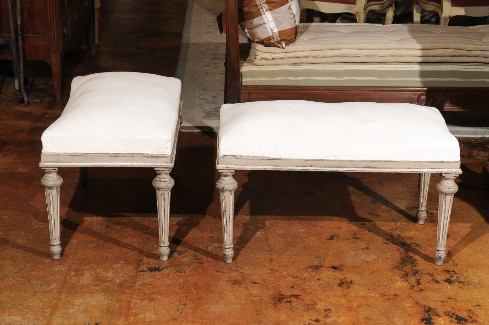  French 19th Century Louis XVI Style Painted Benche with Fluted Legs 2