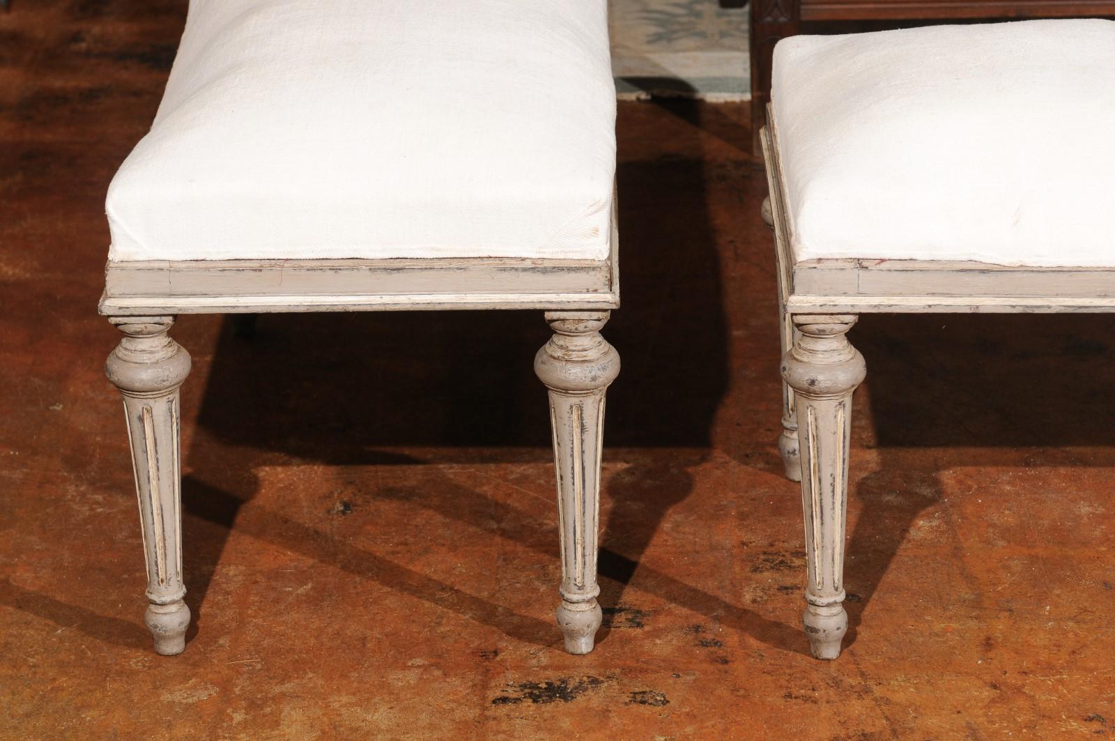  French 19th Century Louis XVI Style Painted Benche with Fluted Legs 3