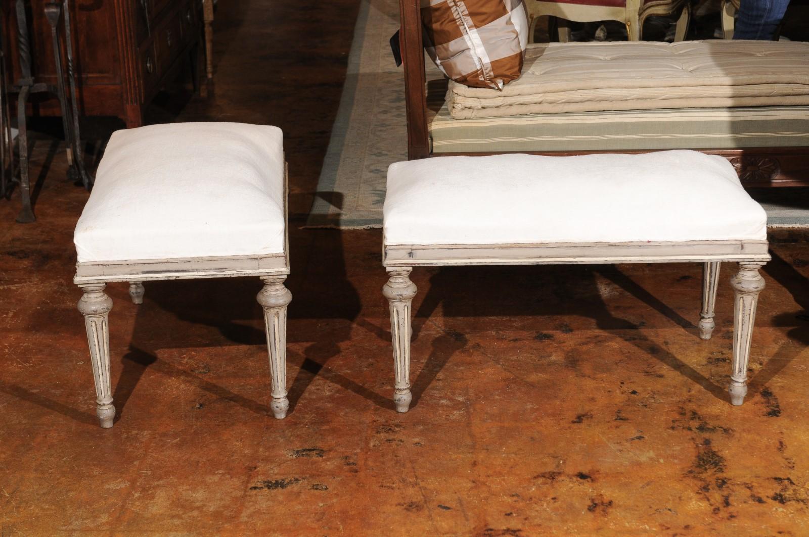  French 19th Century Louis XVI Style Painted Benche with Fluted Legs 5