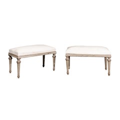  French 19th Century Louis XVI Style Painted Benche with Fluted Legs