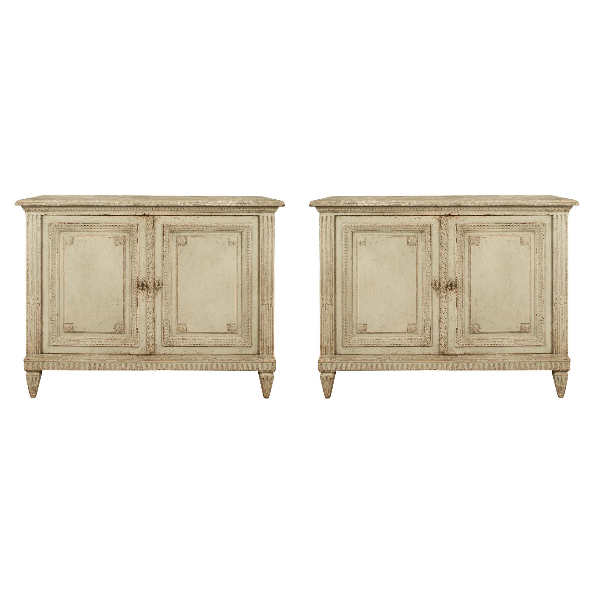 Pair of French 19th Century Louis XVI Style Patinated Commode À Portes For  Sale at 1stDibs