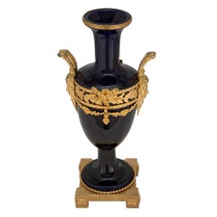 Pair of French 19th Century Louis XVI Style Porcelain and Ormolu Vases