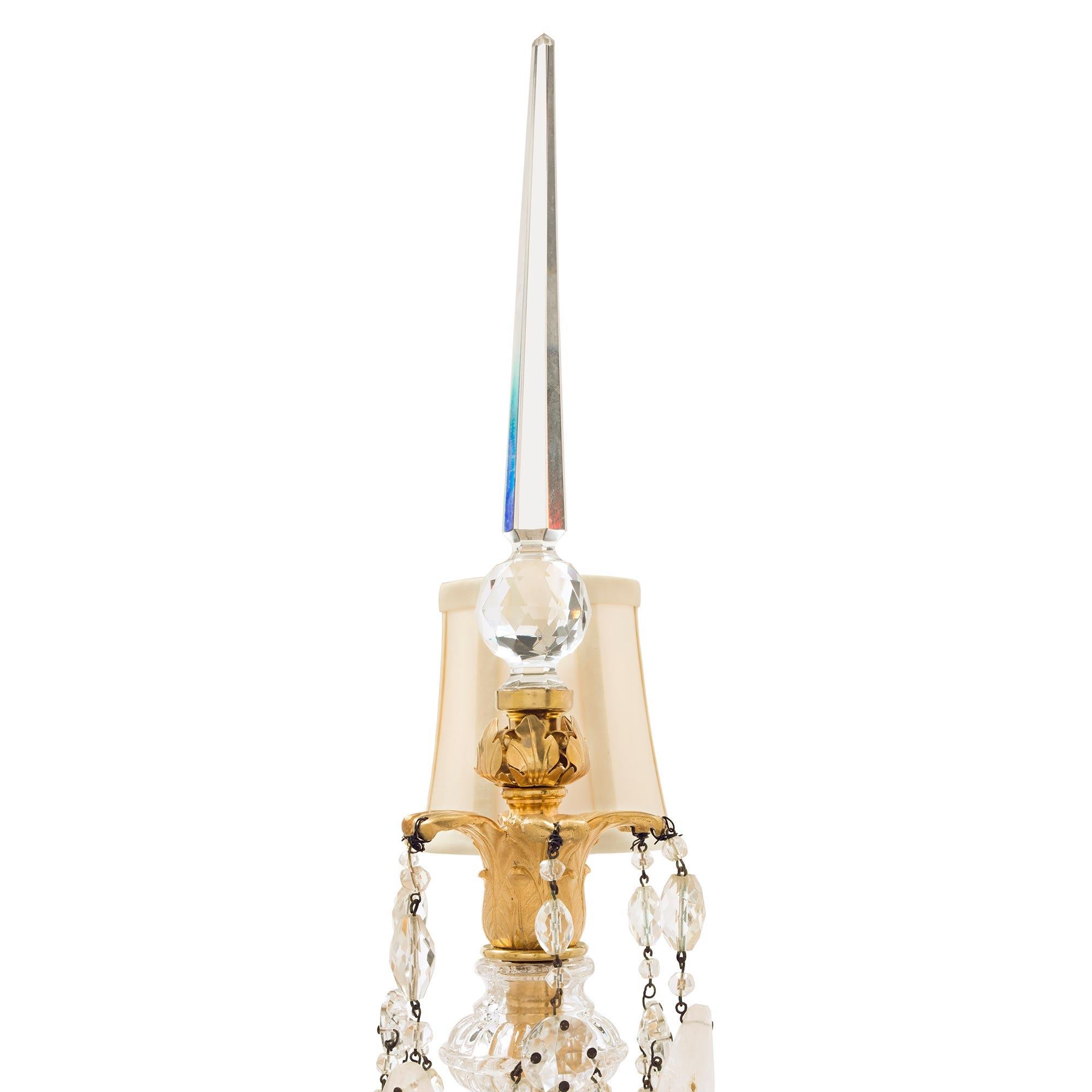 Paar französische Bergkristall-Girandoles-Lampen im Louis-XVI-Stil des 19. Jahrhunderts (Französisch) im Angebot
