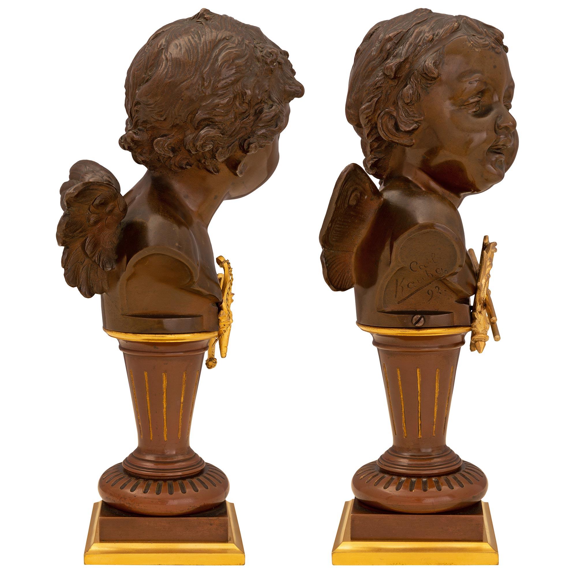 Pair of French 19th Century Louis XVI Style Statues, Signed Carl Kauba In Good Condition For Sale In West Palm Beach, FL