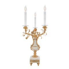 Pair of French 19th Century Louis XVI Style Three-Arm Electrified Candelabras