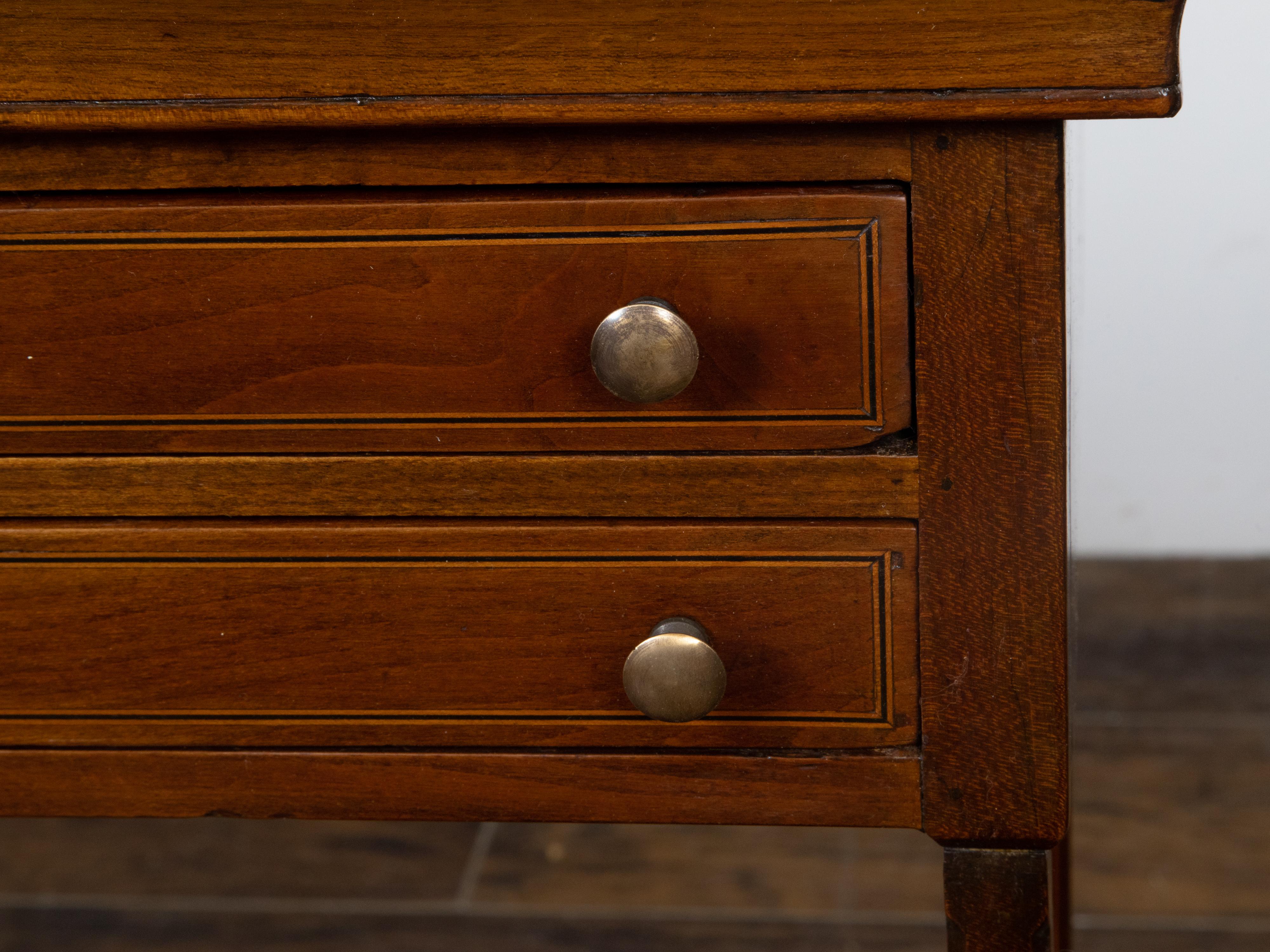 Pair of French 19th Century Mahogany Tray Top Bedside Tables with Two Drawers For Sale 4