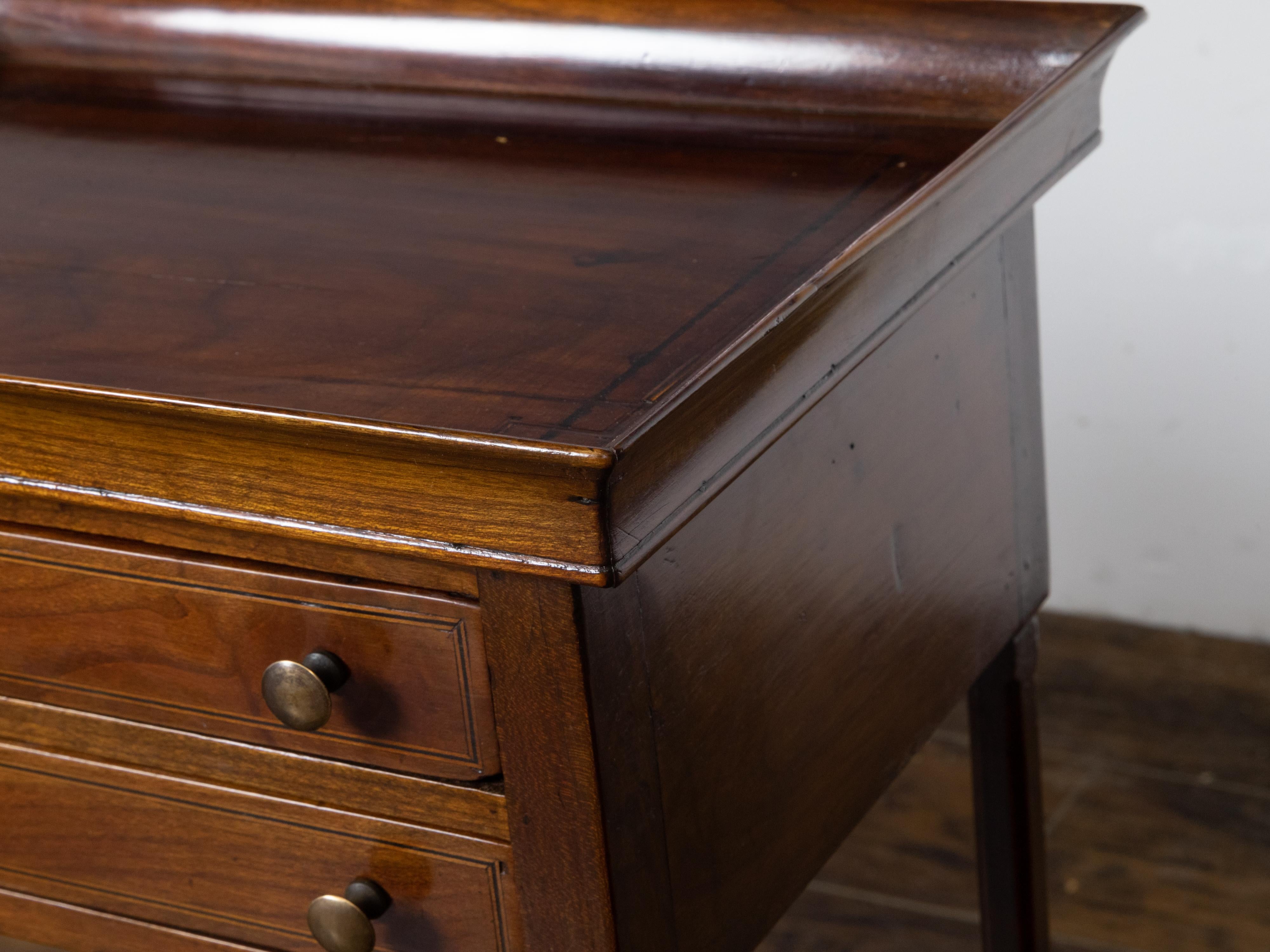 Pair of French 19th Century Mahogany Tray Top Bedside Tables with Two Drawers For Sale 5