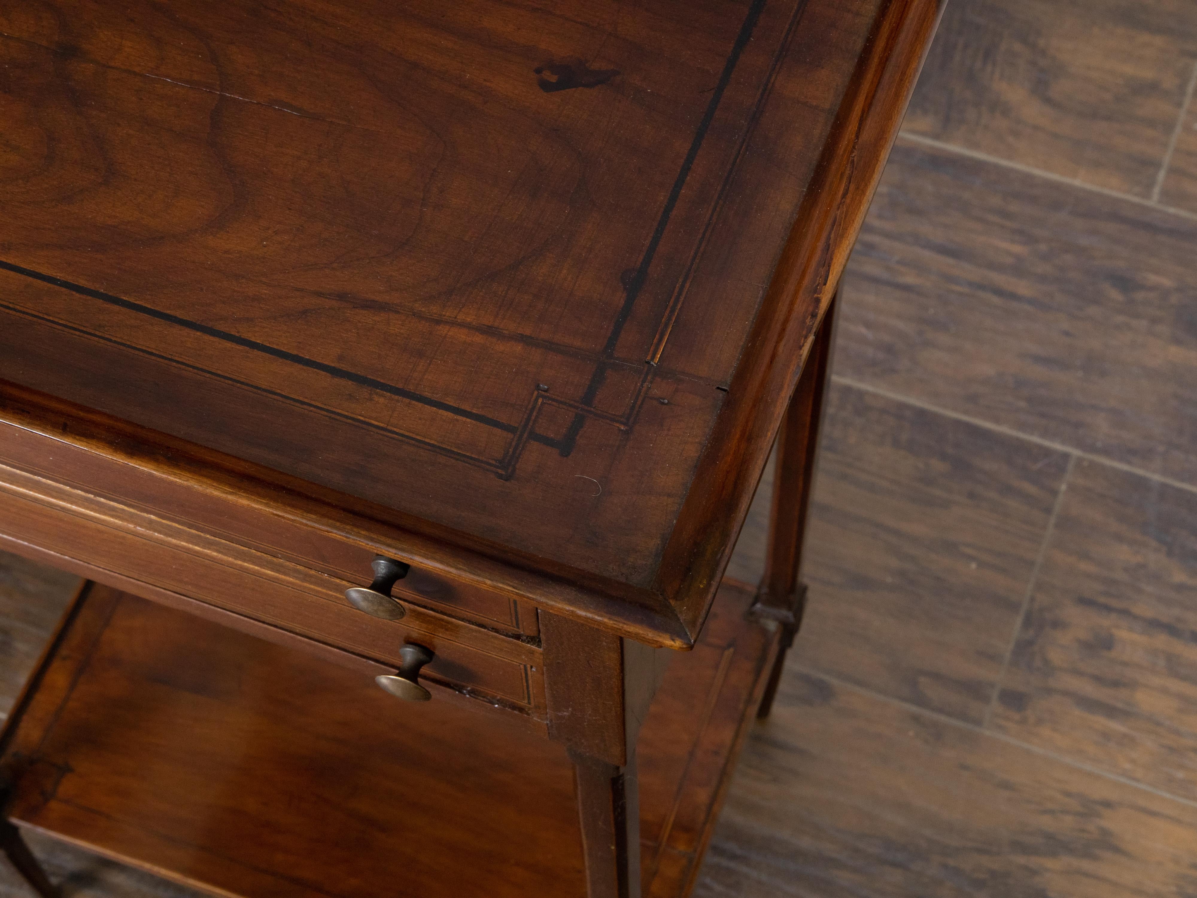 Pair of French 19th Century Mahogany Tray Top Bedside Tables with Two Drawers For Sale 6