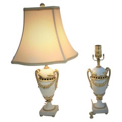 Pair of French 19th Century Marble and Bronze Urn Table Lamps