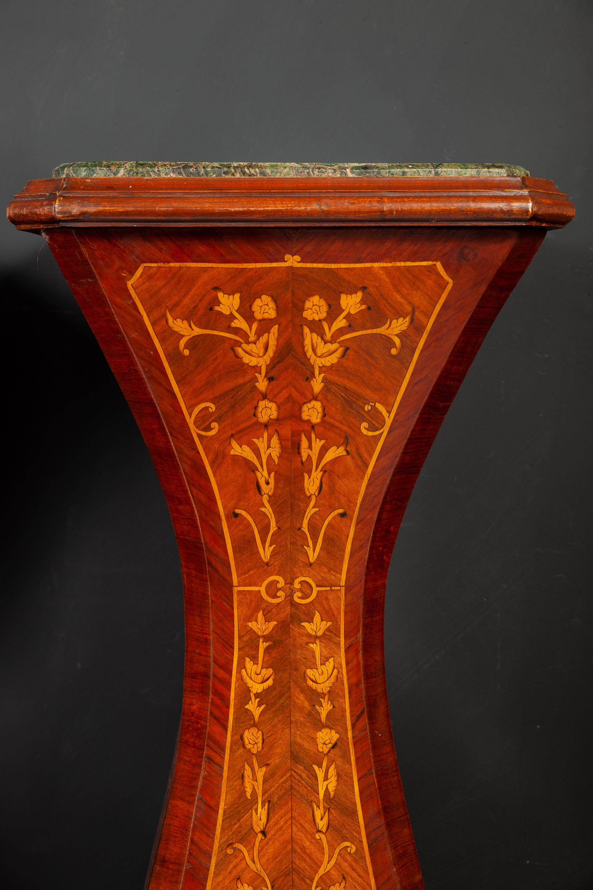 Pair of French 19th Century Marquetry Inlaid Large Pedestals For Sale 6