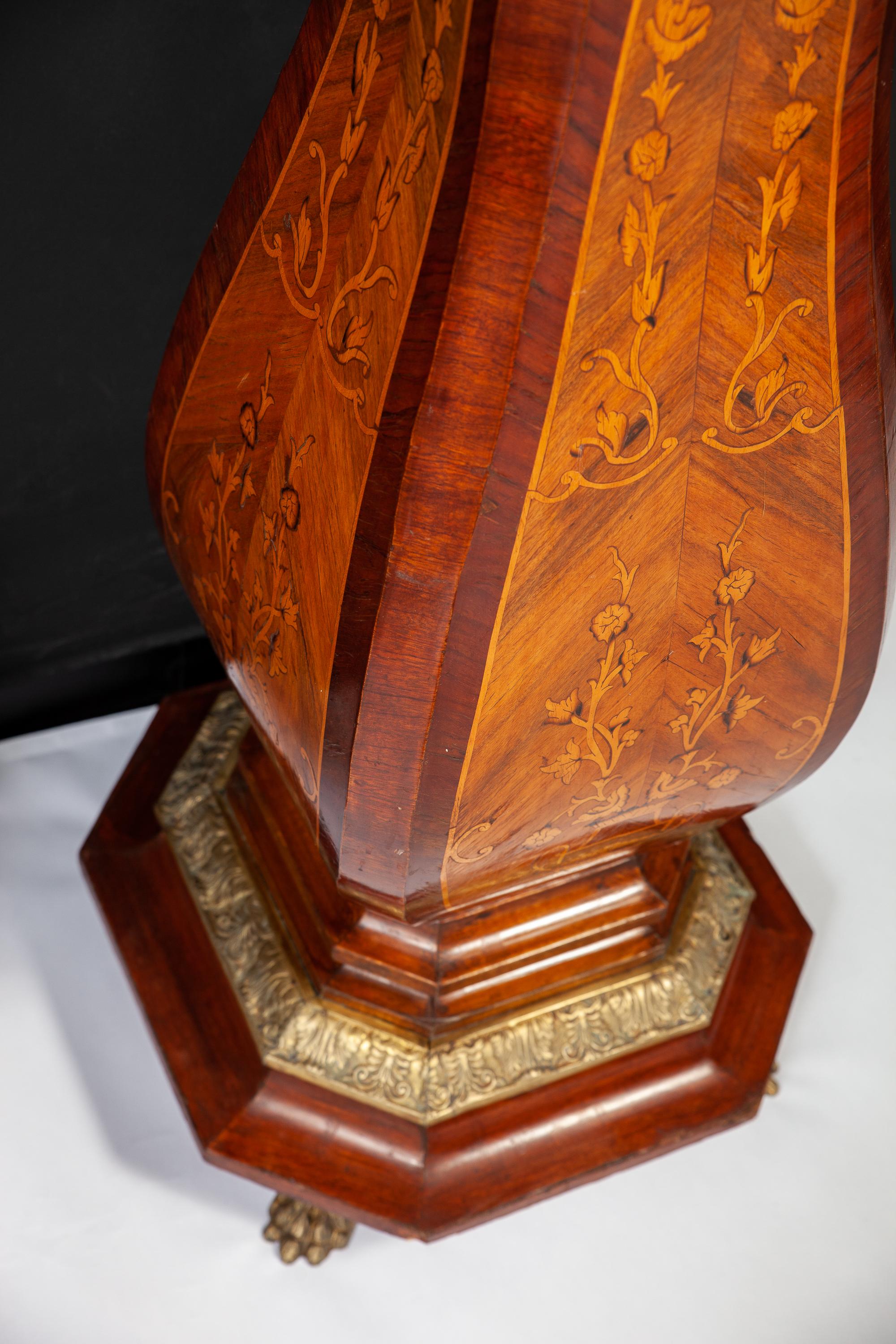 Pair of French 19th Century Marquetry Inlaid Large Pedestals For Sale 2
