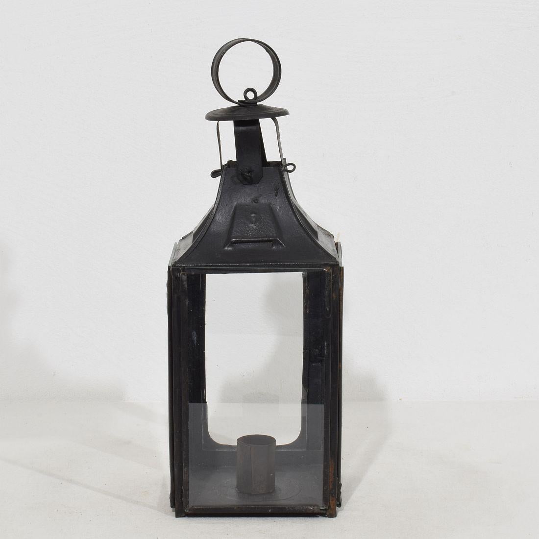 Verre Paire de lanternes françaises en métal du 19ème siècle en vente
