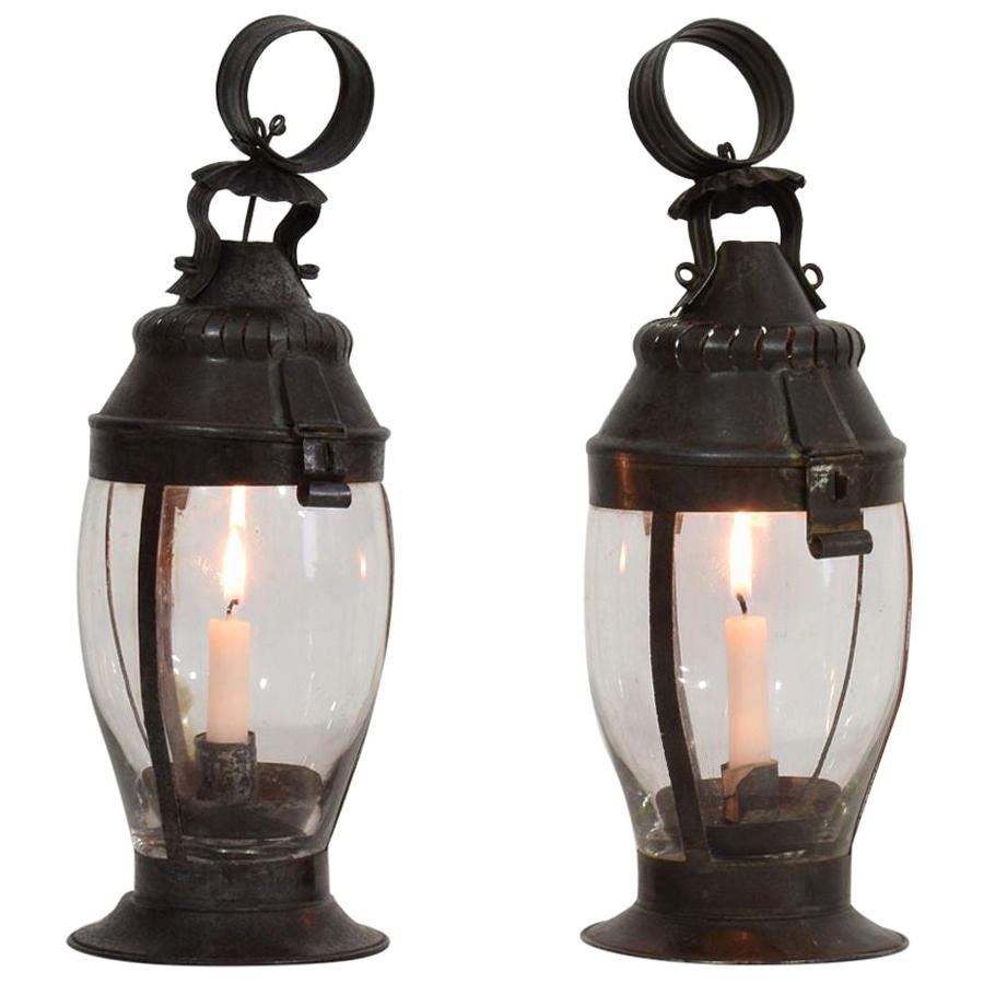 Pair of French, 19th Century Metal Lanterns