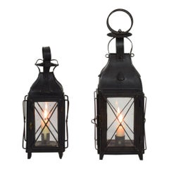 Antique Pair of French, 19th Century Metal Lanterns