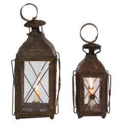 Antique Pair of French, 19th Century Metal Lanterns