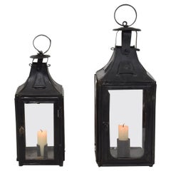 Antique Pair of French, 19th Century Metal Lanterns