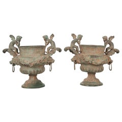 Pair of French 19th Century Metal Sculptural Urns