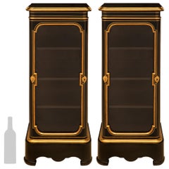 Pair of French 19th Century Napoleon III Boulle Pedestal Vitrines