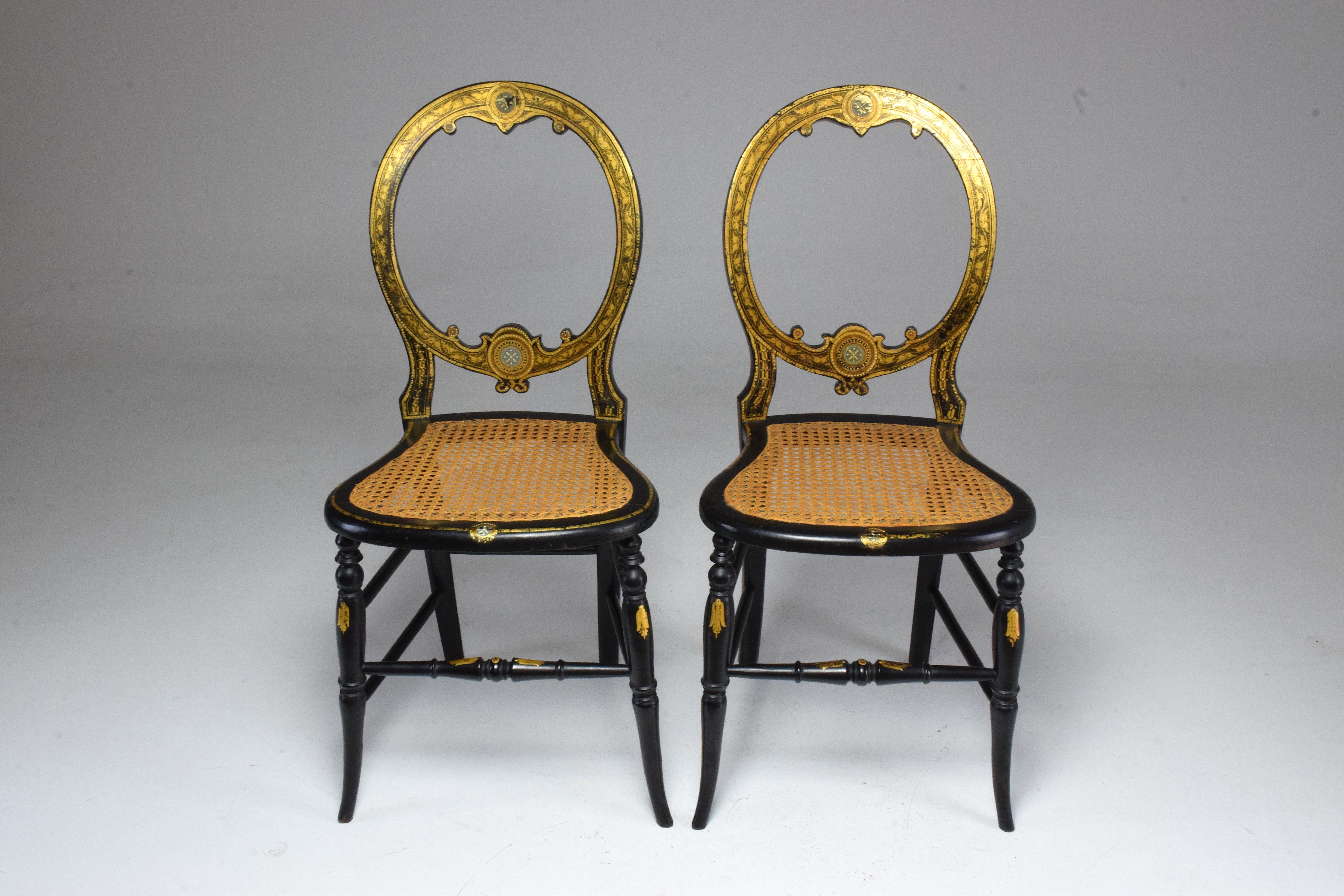 Wood Pair of French 19th Century Napoleon III Chairs