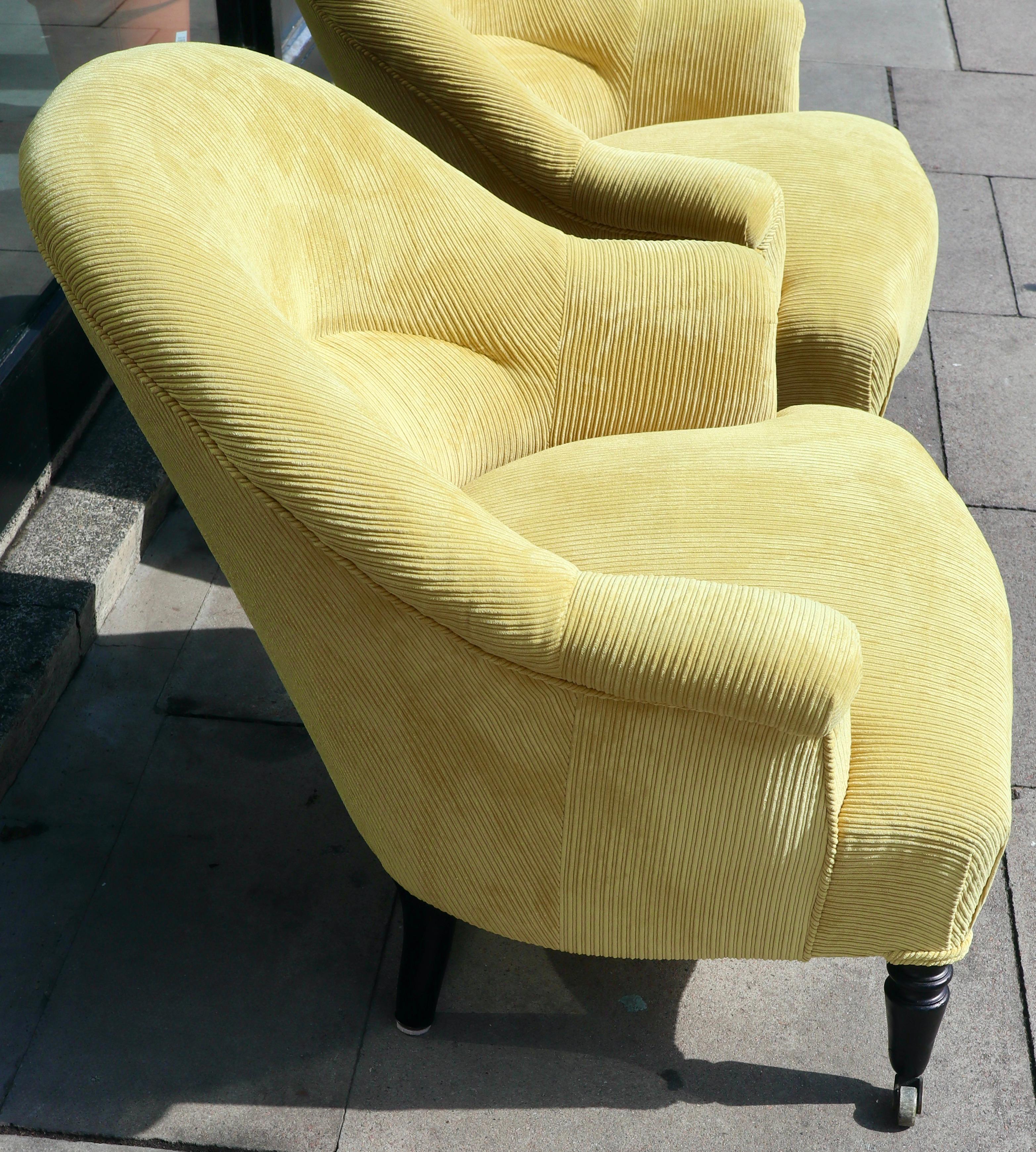  Paar französische crapaud-Sessel aus Korduroy-Textil aus dem 19. Jahrhundert  im Angebot 4