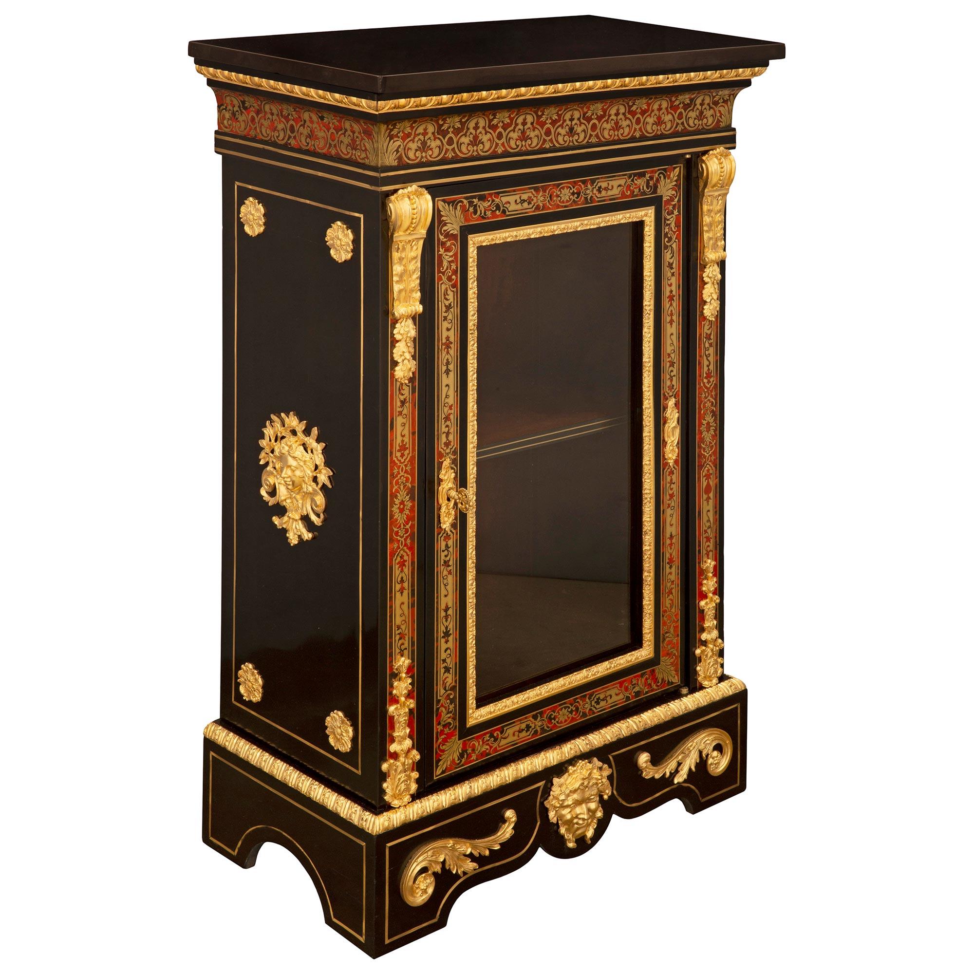 Pair of French 19th Century Napoleon III Period Boulle Cabinet Vitrines In Good Condition For Sale In West Palm Beach, FL