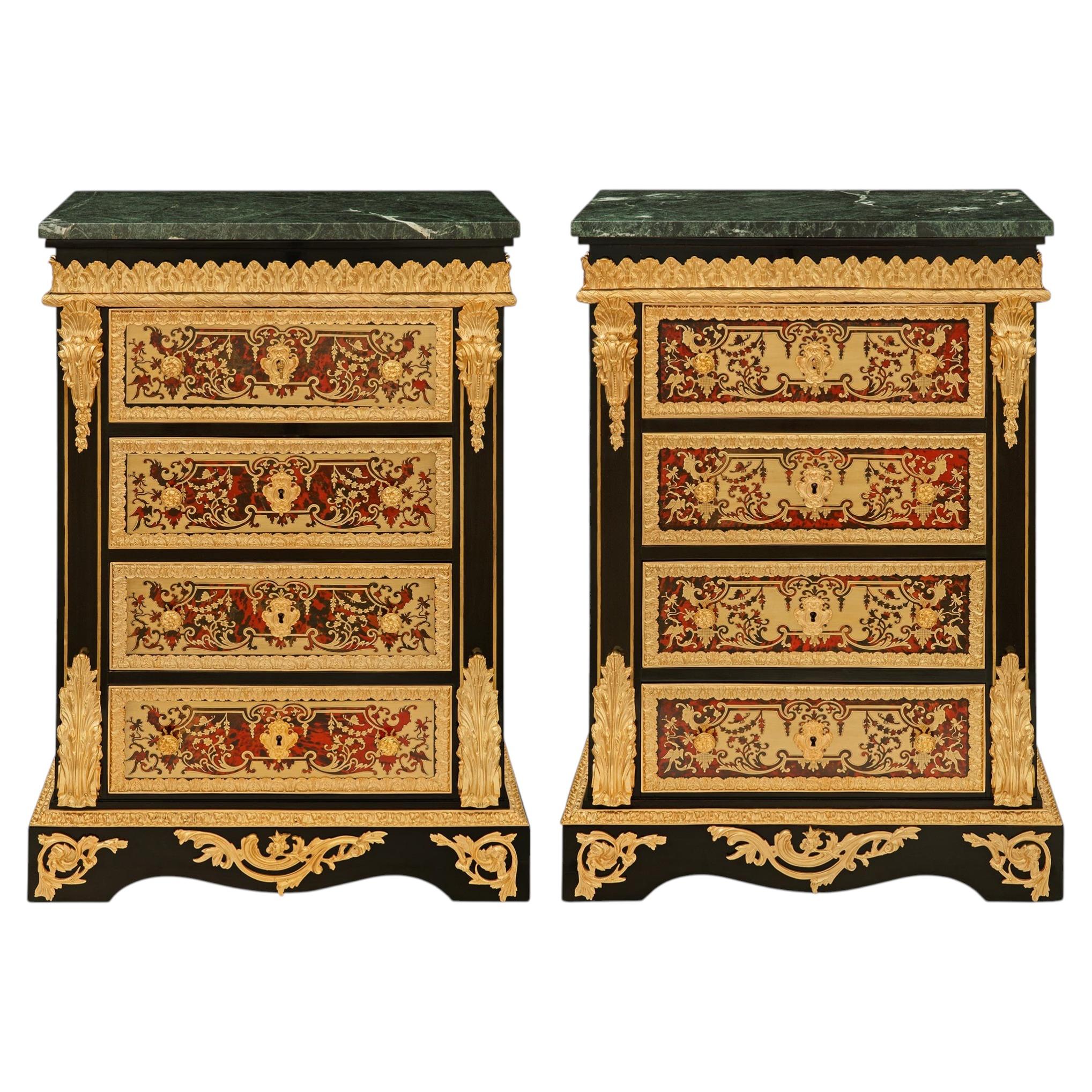 Pair of French 19th century Napoleon III Period Boulle chest/Night Stands