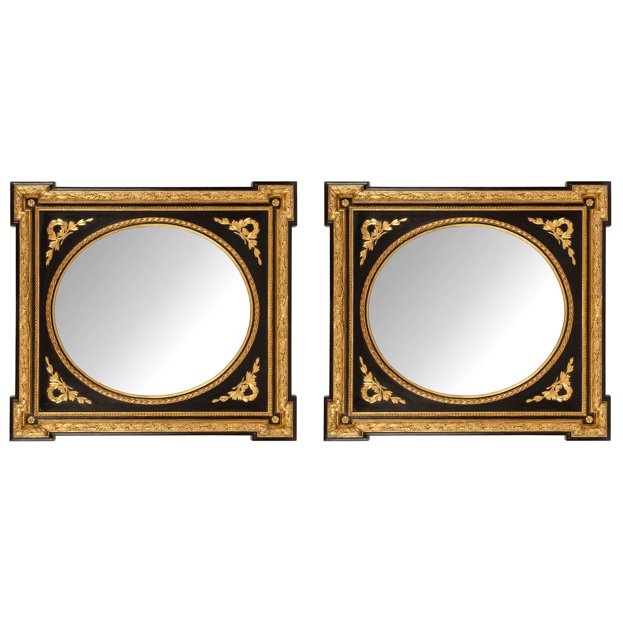 Pair of French 19th Century Napoleon III Period Louis XVI Style Mirrors For Sale 1