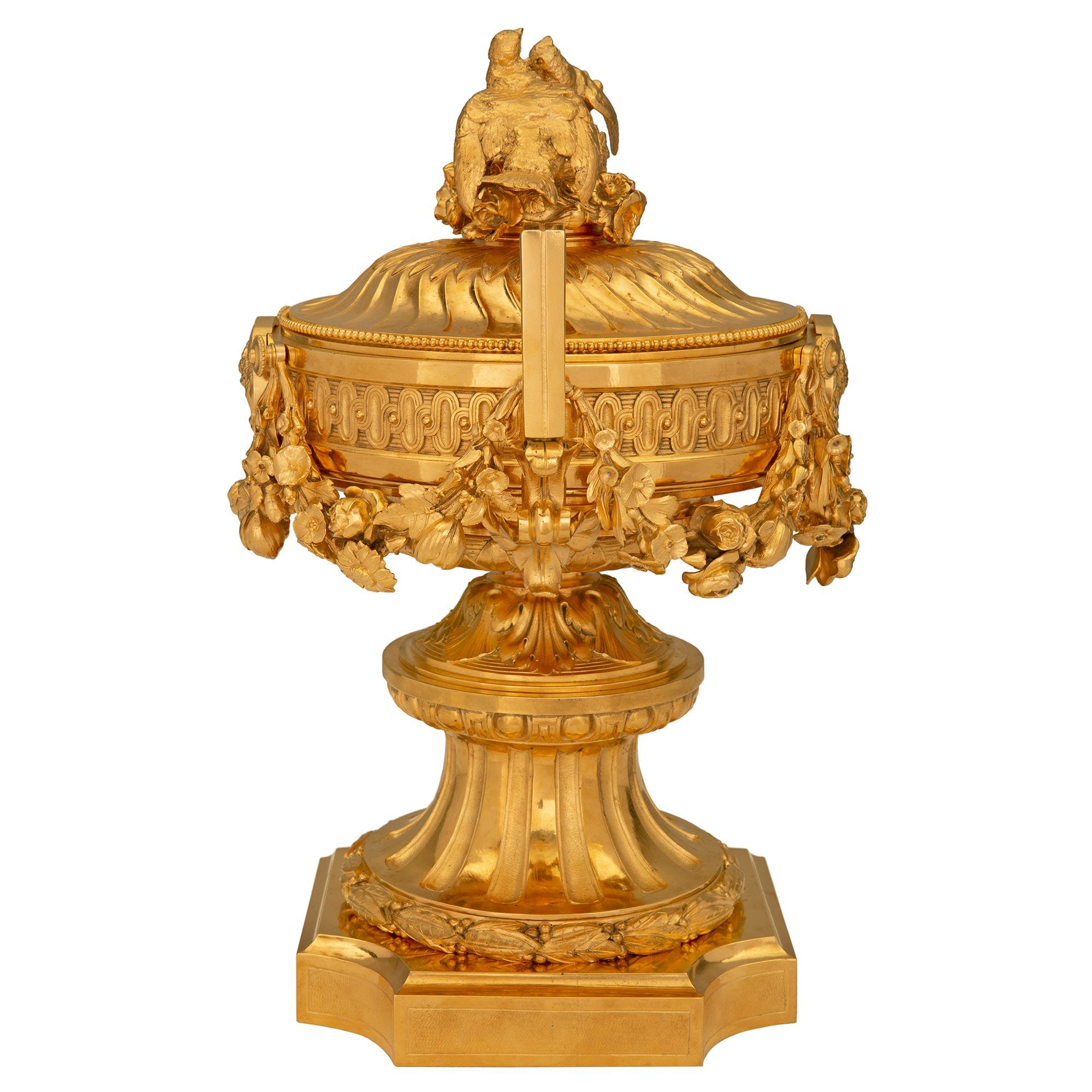 Pair of French 19th Century Napoleon III Period Ormolu Lidded Urns For Sale 1