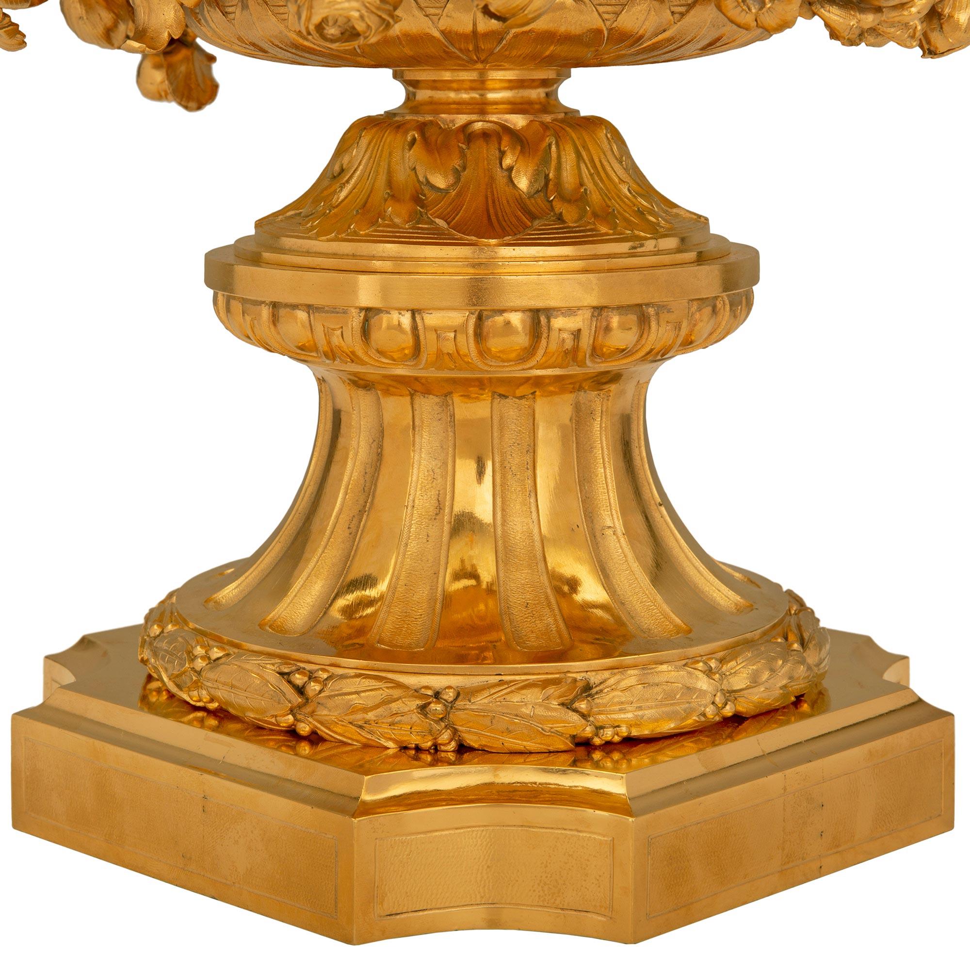 Pair of French 19th Century Napoleon III Period Ormolu Lidded Urns For Sale 5